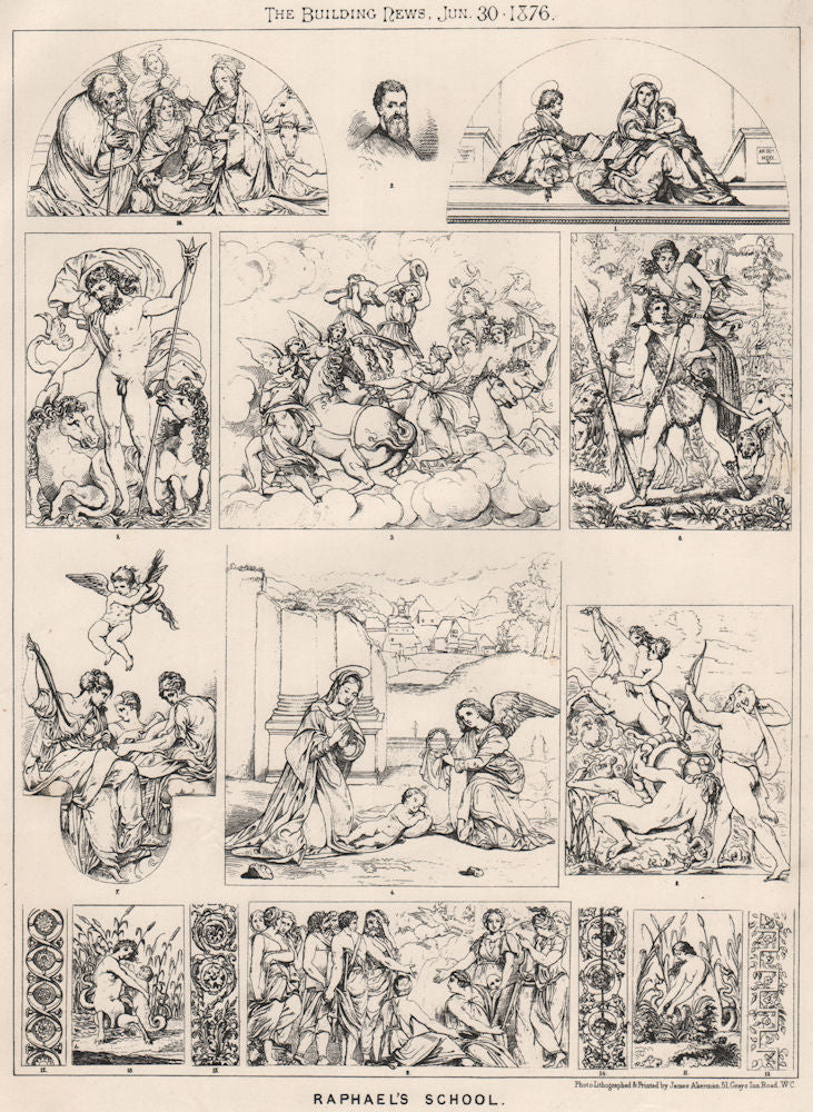 Raphael's school . Italy 1876 old antique vintage print picture